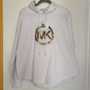 Michael Kors White Hoodie with Gold Logo